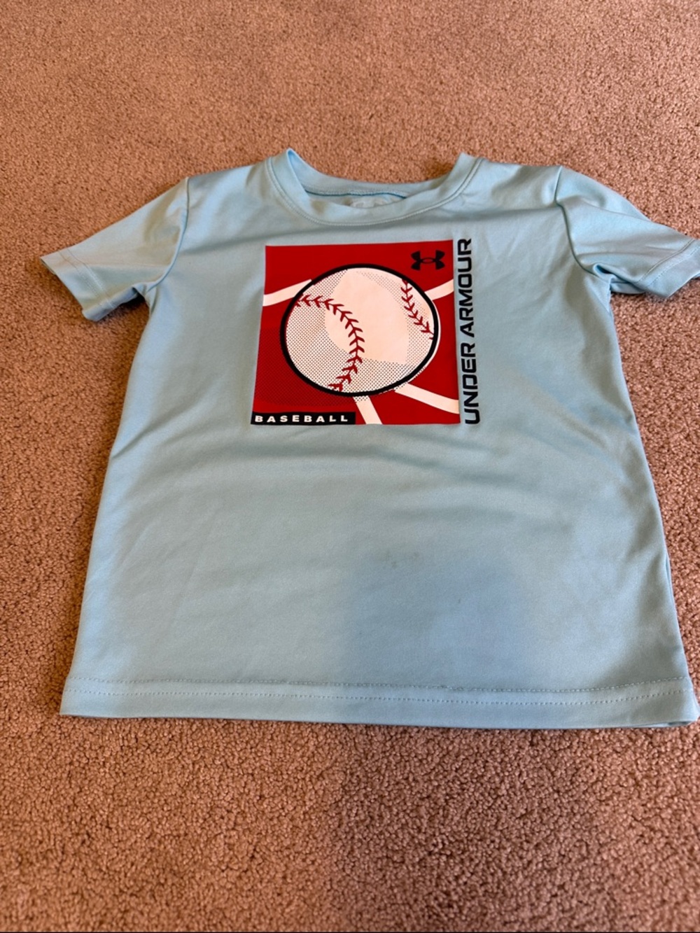 Under Armour Light Blue Boys' Baseball Graphic Tee with Red Accent
